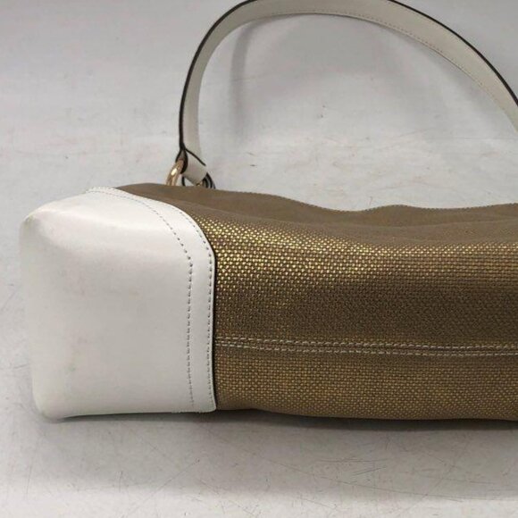 Michael Kors Nicole Gold Fabric Leather Medium Shoulder Bag SAMPLE - Picture 10 of 12